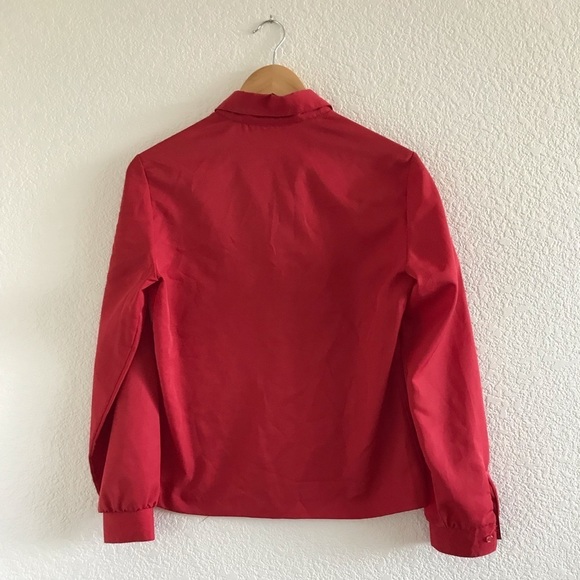 Vintage | Red polyester long sleeve button up blouse size medium - Picture 5 of 6